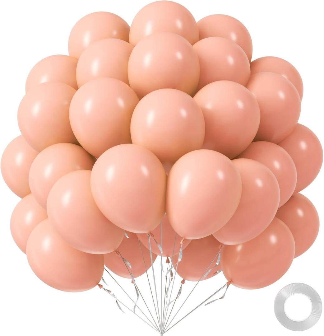 Peach Balloons 12 inch, Pastel Orange Latex Balloon 50pcs Party Balloons for Baby Shower Bridal Wedding Birthday Party Decorations