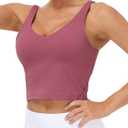 THE GYM PEOPLE Womens' Sports Bra Longline Wirefree Padded with Medium Support (Rose Red)