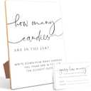 How Many Candies Game, Bridal Shower Games, Bridal Shower Decorations, Baby Shower Games, Birthday Party Decorations,1 Wooden Play Sign with Stand and 50 Guessing Cards Set