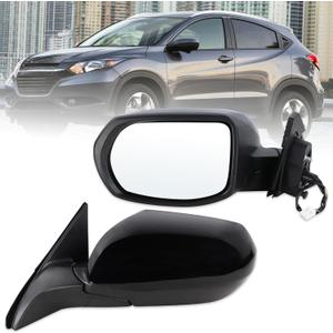 Left Driver Side Mirror Compatible With 2016 2017 2018 2019 2020 2021 2022 Honda HRV HR-V With Power Glass Manual Folding Black Replace#76258T7WA72(3Pins)