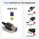 Cable Matters 5Gbps Long USB 3.0 Cable - 10ft, USB A to B Cable, USB3 Cord with Type-B 3.0 Connector for Hard Drive Enclosure/Built-in Hub and More, Black