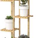 Laiensia Bamboo Plant Stand Rack 6 Tier,Multiple Stand Holder Shelf Rack, Indoor&Outdoor Planter Display Shelves for Patio Garden, Living Room, Corner Balcony and Bedroom,Wood Color