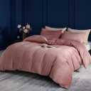 TUMEI 3PCS Velvet Duvet Cover King, Comforter Duvet Cover Set King Size, Luxury Bedding Soft Fluffy Velvet Zipper Closure, Blush Pink (King, No Comforter)