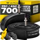 Ultraverse Bike Inner Tube for 700x23-25c, 700x28-32c, 700x35-43c 28 inch Bicycle Wheel Sizes with 48mm Presta Valve - Butyl Rubber Tubes for Road and Gravel Bikes - 2 Tubes, 2 tire levers Included