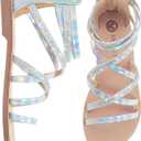 Vonair Girls Sandals Strappy Gladiator with Zipper Comfort Summer Shoes, Size 13