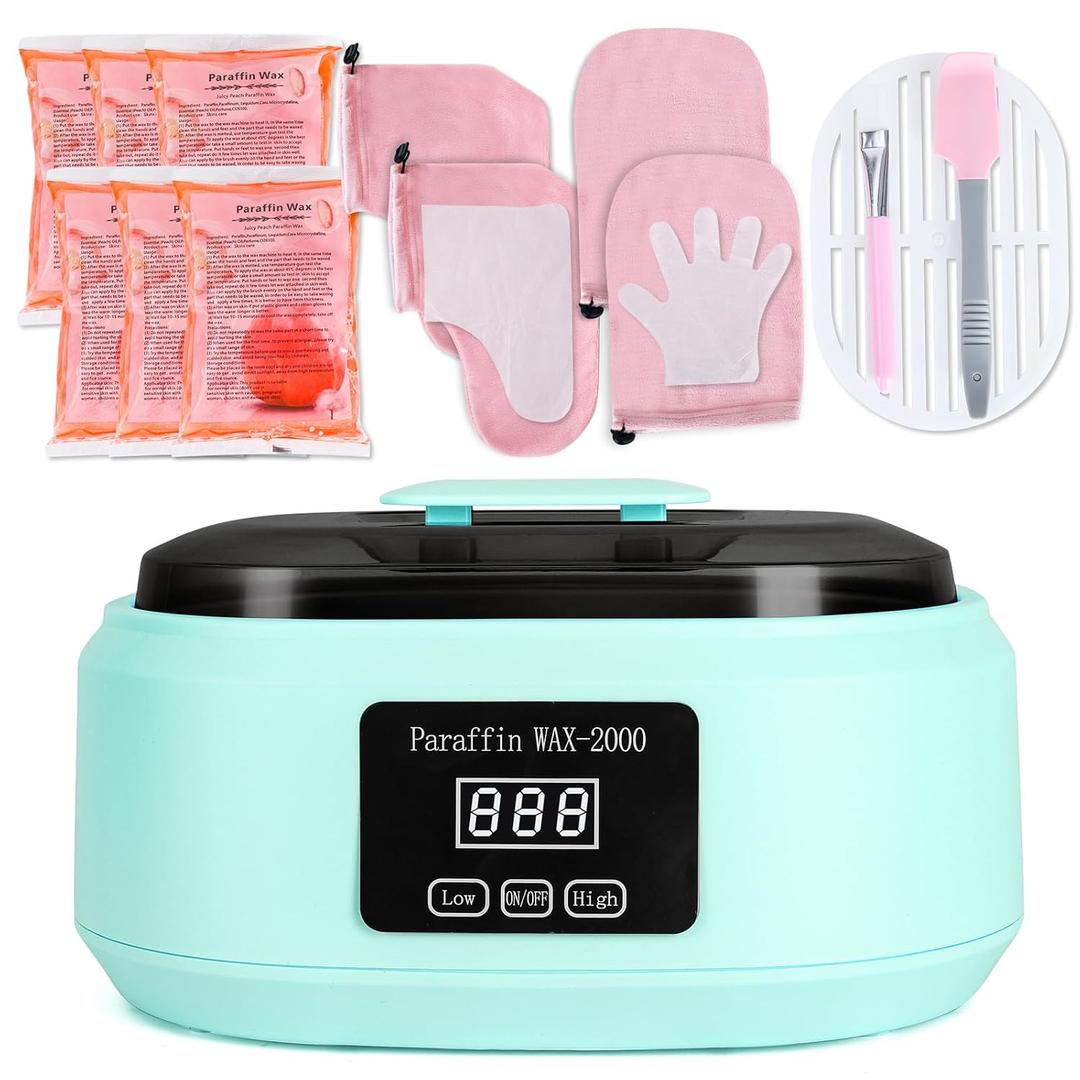 Paraffin Wax Machine for Hand and Feet - 3500ml Hot Wax Hand Wax Machine with 6 Pcs Paraffin Bath Wax, Auto-time and Keep Warm Paraffin Hand Wax Machine(Blue)