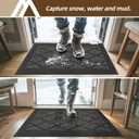 COSY HOMEER Non-Slip Door Mat 36"x60", Entryway Rugs Low Profile Absorbent Dirt Trapper Doormat for Front Entrance, Washable Polypropylene Entry Mat (Dark Grey)