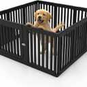11 Panels Plastic Dog Playpen, Expandable & Durable Pet Fence - Indoor & Outdoor Portable with Secure Locking Door, Durable Safety Play Pen with Puppy, Cat, Small Animal(Black, 23.62" H)