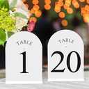 JOYIT Arch Wedding Table Numbers 1-20 with Stands – Double-Sided Printed 5" X 7" Acrylic Signs with White Background and Black Text, Perfect for Wedding Receptions, Parties, Anniversaries, and Events