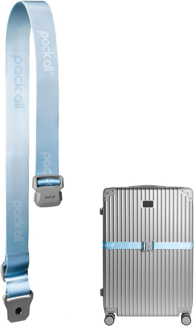 pack all Magnetic Quick-Release Luggage Strap for Travel, Adjustable Suitcase Belt with Anti-Burst Magnetic Buckle, Heavy-Duty Travel Accessories for 18-32 Inch Suitcases (Blue)