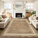 Garvee Scalloped Large Modern Abstract Area Rug 10x13 Washable Rug for Living Room, Non-Slip Soft Carpet for Bedroom, Scalloped Low-Pile Solid Print Accent Rug for Dining Room Home Office, Brown