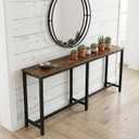 Homleke 71" L Bar Table,Narrow Long Kitchen Dining Table, Counter Bar Height Table, High Pub Desk,Metal Frame, Rustic Brown and Black