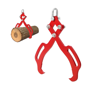 18" Log Lifting Tongs with 2 Claws, Heavy Duty Solid Steel Logging Grabber for Timber & Firewood, Swivel Skidding Tongs with Anti-Slip Wooden Handle for Tractors, Skidders & Lumber Dragging