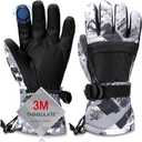 Ski Gloves, Waterproof and Breathable Snow Gloves for Cold Weather, Men & Women Boys and Girls (Grey, Size: XL(Men size L-XL))
