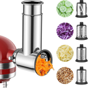 Stainless Steel Slicer Shredder Attachment for Kitchenaid Stnad Mixer, Cheese Grater Attachment for KitchenAid - 4 Blades Salad Maker with Grinding Powder Function by FGREEBLE
