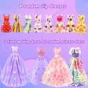 65Pcs Doll Clothes and Accessories with Doll Closet for 11.5 Inch Doll Dress up Set with 1 Doll Fashion Dresses Outfits Tops and Pants Shoe Rack Bags Gift Toy for Girls 4 5 6 7 8 9 10 Years