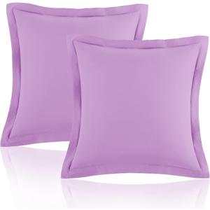 Homiest Euro Sham Covers 24x24 Inch Set of 2, Light Purple Pillow Shams with 2 Inch Wide Decorative Flange, European Square Pillowcases 24x24 Pillow Covers, Soft & Cozy Microfiber, Envelope Closure