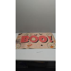 Halloween Cute Ghost Pink Doormat 17x29 Inch, Boo Pumpkins Welcome Decorative Front Door Mat Non Slip Rubber Backing Fall Seasonal Entryway Floor Decoration