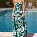 Zenlonr Womens Summer 2026 Wedding Guest Maxi Dresses Sphagetti Strap V Neck Floral Boho Long Dress Vacation (L)
