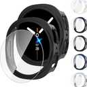 Tensea [5+5Pack for Samsung Galaxy Watch 8 Screen Protector Case 44mm Accessories, Hard PC Bumper/HD Anti-Fog Tempered Glass Protective Film, Face Cover Set, Galaxy Watch 8 Case for Women Men (Clear/Black/Black/Silver/Blue)