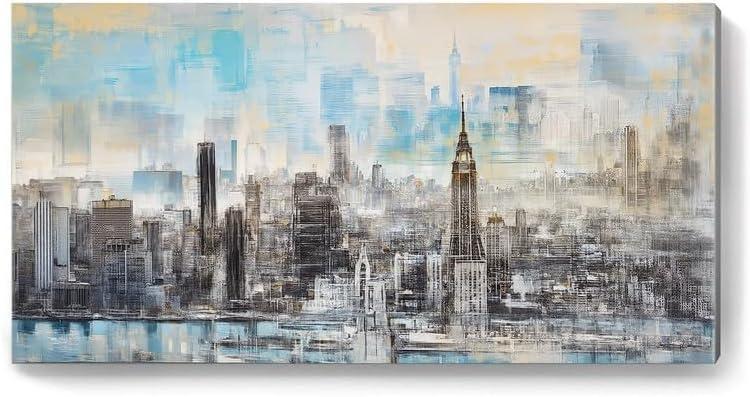 NOVASTARCK Extra Large Wall Art for Living Room Canvas Painting New York City skyline Artwork for Bedroom Office Home Decor 29\"x58\"