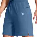 Mens Athletic Workout Gym Shorts 7 Inch Inseam Running Sweat Sport Shorts for Men with Zipper Pockets (XL, B Blue)
