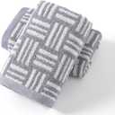 YiLUOMO 100% Cotton Grey Hand Towels White Striped Pattern Super Soft Highly Absorbent Bath Hand Towels Lightweight Quick Dry Hand Towels 13 x 29 Inch 2 Pack
