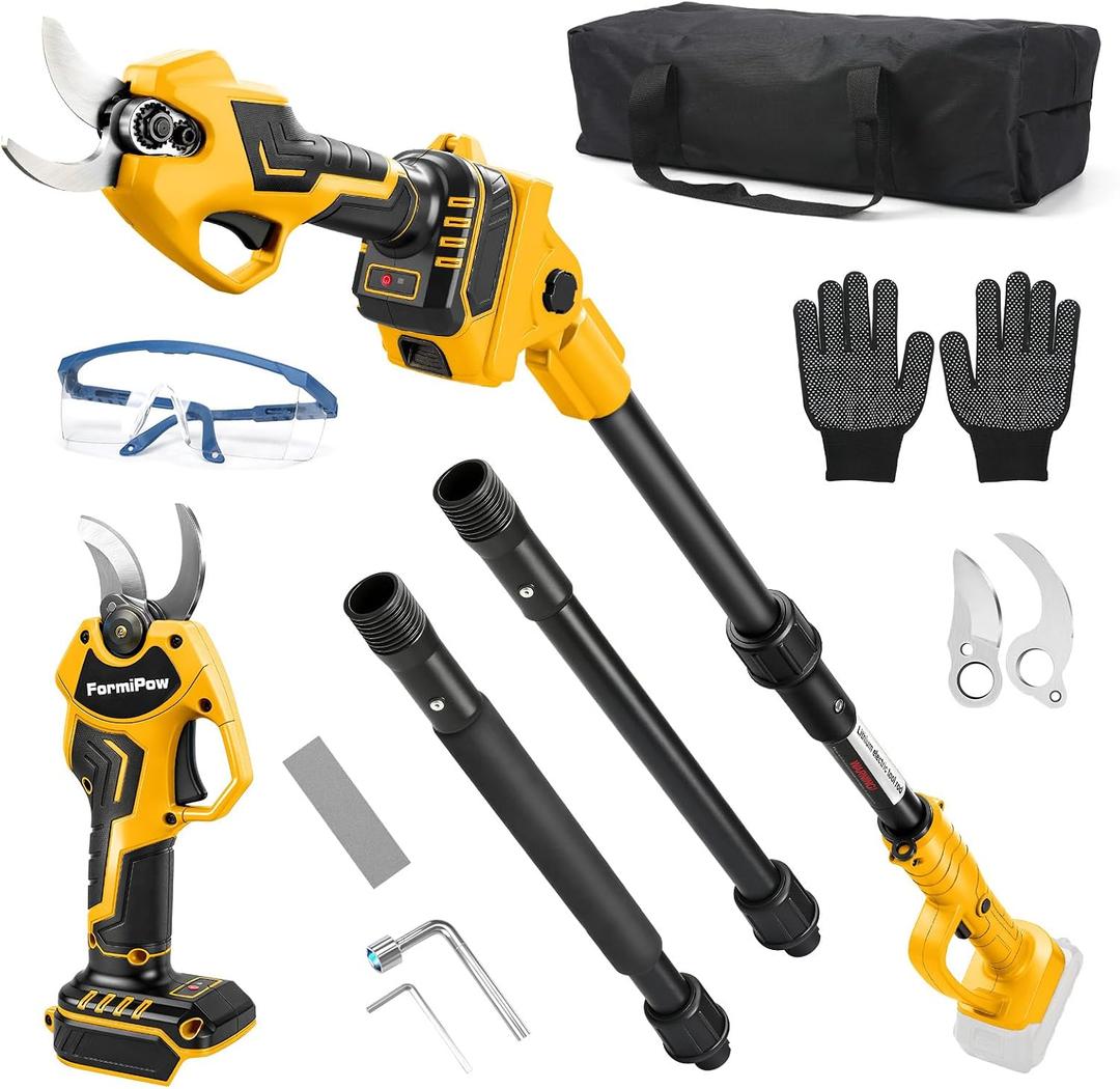 Cordless Pruning Shears with Pole for Dewalt 20V Battery, Brushless Pruner with 1.2" Cutting Diameter, Up to 13FT MAX Reach, LCD Display, for Gardening Tree Pruning (NO Battery)