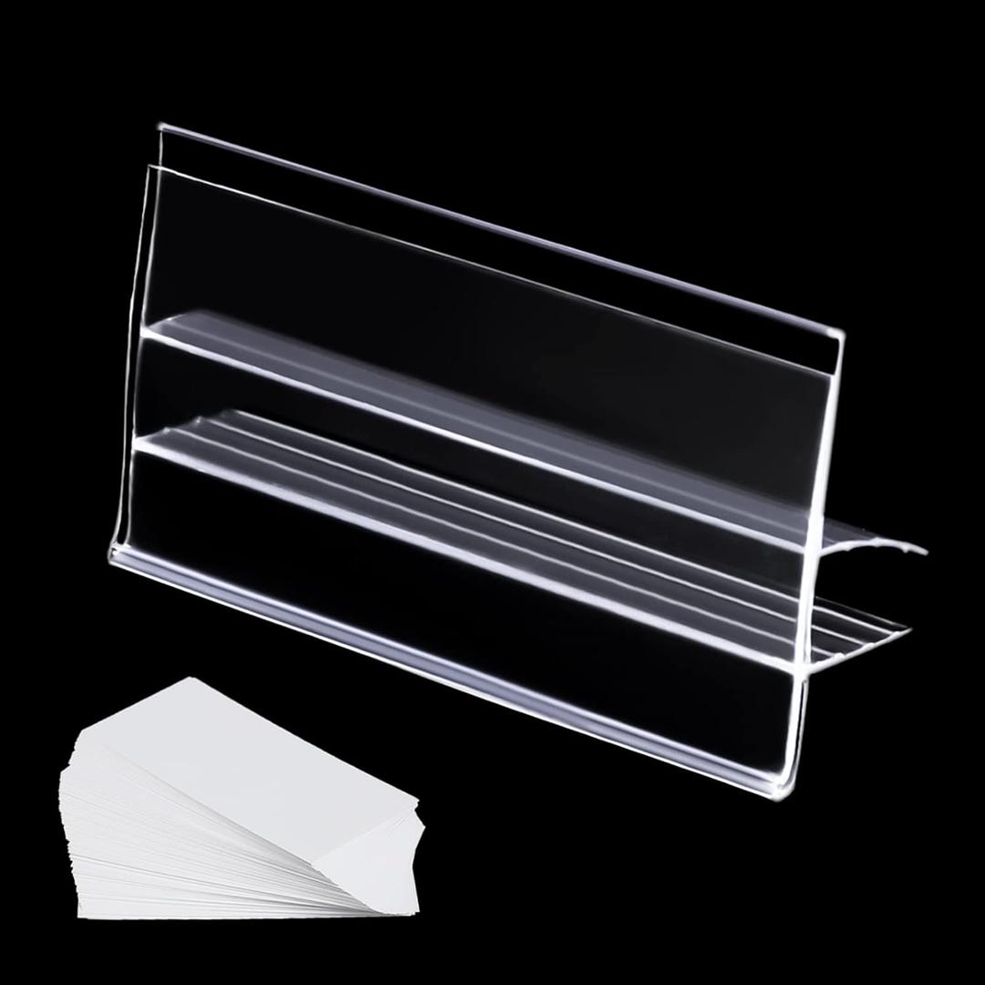 Glass Shelf Label Holders 40 pcs with Inserts fits Fits 3/8" Glass Shelving (10mm ( 40 pcs))