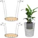 SnowTing 2 PCS Adjustable Planter Inserts for Large & Tall Pots, 9.3 Inch Bamboo Planter Lift Insert, Adjustable Height Flower Pot Filler to Elevate Plants to Reduce Soil Usage