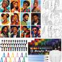 Sherr 108 Pcs 12 Set Couples Painting Kit Date Night 8''x10'' Sip and Paint Kit for Adults Pre Drawn Canvas to Paint DIY Pre Printed Canvas for Acrylic Painting Valentines Art Party Supplies
