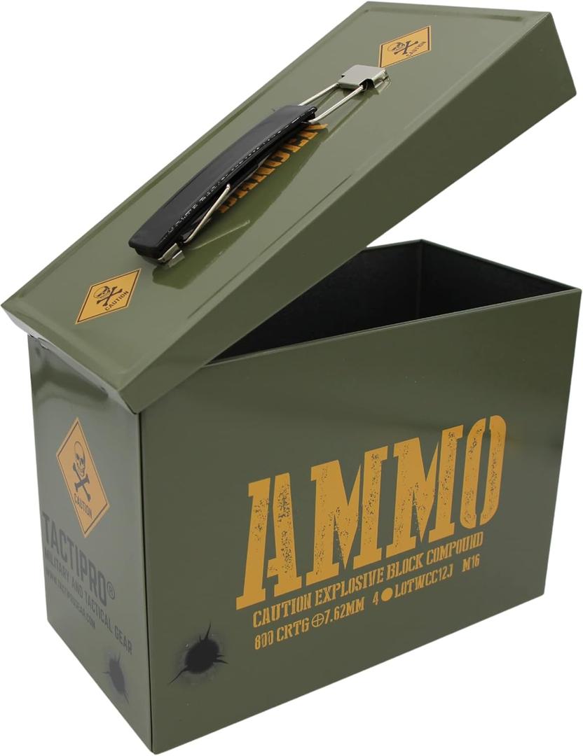 Army Ammo Tin Storage Box container, Lunch Box & bedroom accessories. Military style home decor small stuff organizer, lunchbox treasure snack candy box & keepsake pencil case charger & cord organizer