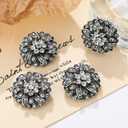 4 Pcs Sliver Rhinestone Buttons Crystal Embellishments for Clothing Jewelry Making DIY Decoration Bottons for Sewing Crafts Wedding Bridal(Button-3)