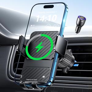 Guceful Wireless Car Charger, Phone Holders for Your Car 15W Fast Charging Auto Clamping, Air Vent Car Phone Mount for iPhone 17 16 15 14 13 Mini Pro Max XR, Samsung Galaxy S25 Ultra S24 S23 S22 S21