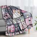 Cat Blanket for Cat Lovers, Cat Gifts for Cat Lovers, Cat Blanket for Women, Pink Black Cat Throw Blanket for Cat Lover Gifts Flannel Soft Warm Cozy Fuzzy Throw for Girls Women Adults (50" X 60")
