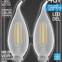 Sylvania LED TruWave Natural Series Dcor B10 Light Bulb, 40W Equivalent, Efficient 4W, Candelabra Base, 350 Lumens, Dimmable, Clear 5000K, Daylight - 2 Pack (40791)