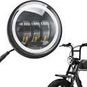 LED Headlight Model-Specific - ONLY Fit for Super73 S2 Core/SE/X Indian & ZX Limited Edition - 12V~52V OEM 6000K Halo DRL Headlamp - REQUIRES 4.5" Housing (Not Included) - No Brackets/Mount Holes