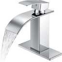 Qomolangma Waterfall Bathroom Faucet Chrome Single Handle Bathroom Sink Faucet for 1 or 3 Holes Rv Lavatory Vanity Faucet with Deck Plate and Hose