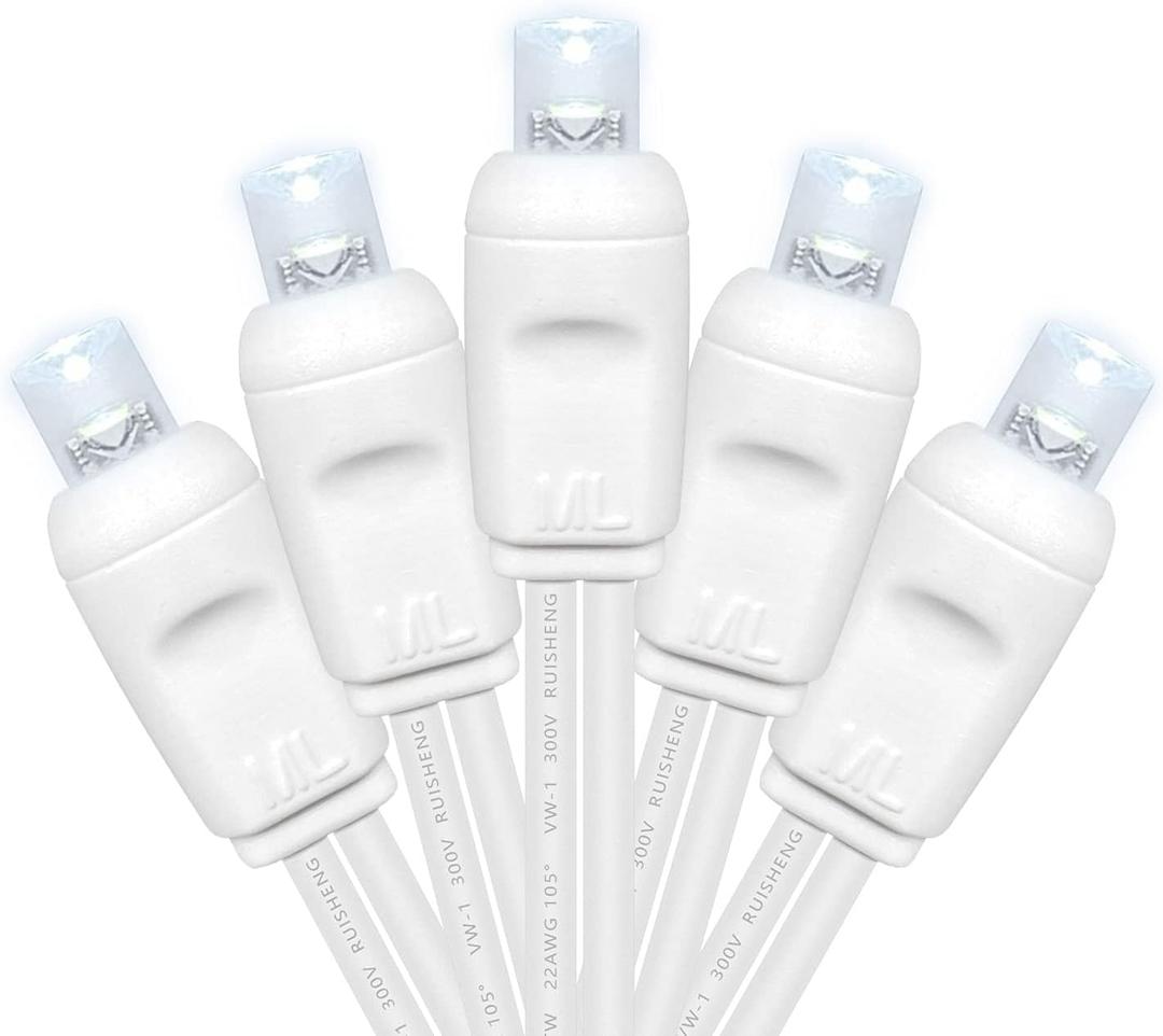 Yirunfa Christmas Lights 50 LED 17FT Commercial Mini LED String Lights, 120V UL, White Wire Xmas Lights for Indoor & Outdoor Use, Holiday Party Decorations,Trees, Light Displays (Cool White)