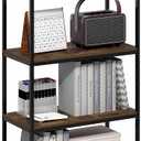 Furinno Simplistic Book Shelf, 4-Tier Tall Wide Bookshelf, Metal Frame Bookcases, Metal Storage Shelves, Storage and Organization, 11.8 x 23.6 x 38.6, for Living Room, Home Office, Bedroom, Amber Pine