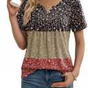 Zeagoo Short Sleeve Shirts for Women Vneck T-Shirt Boho Work Blouses Summer TunicTops for Leggings Dressy Casual S