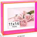 11x14 Acrylic Picture Frame Neon Floating Photo Frame for Wall Mount and Tabletop Decorative in Gallery Home Office, Neon Pink