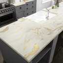 VEELIKE Wide Gold Beige Marble Countertop Contact Paper Waterproof Kitchen Countertop Peel and Stick Marble Contact Paper 32''x354'' Matte Marble Wallpaper Peel and Stick Removable Vinyl Countertop