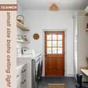 Boho Rattan Ceiling Light Fixtures Boho Lamp Shade Flush Mount Ceiling Light Hand-Woven Small Chandelier Wooden Base Chandelier Light for Hallway Bedroom Kitchen Nursery