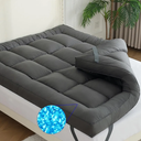 WhatsBedding 5 Inch Memory Foam Mattress Topper Queen Size, Filled with Shredded Foam & Goose Feather, 100% Cotton Cover Feather Bed Topper, 4 Layers Design, CertiPUR-US Certified, Grey, 60x80