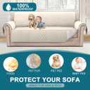 Turquoize 100% Waterproof Sofa Covers Couch Cover Sofa Cover for Dogs Couch Protector Triple Non-Slip Sofa Slipcover for 3 Cushion Couch Furniture Protector for Pets, Kids,Dog (XL Sofa 78", Ivory)