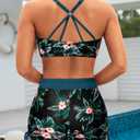 Yonique 3 Piece Tankini Swimsuits for Women Swim Tank Top Bathing Suits with Boy Shorts and Bra Athletic Swimwear (Blue), Large