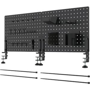 HUHOLE Clamp-On Desk Pegboard, 32 x 12 inch Metal Desktop Organizer, Black Desk Accessories for Gaming & Office, Versatile Clamp On Pegboard for Desk Organization and Storage HUHOLE Clamp-On Desk Pegboard, 32 x 12 inch Metal Desktop Organizer, Black Desk Accessories for Gaming & Office, Versatile Clamp On Pegboard for Desk Organization and Storage