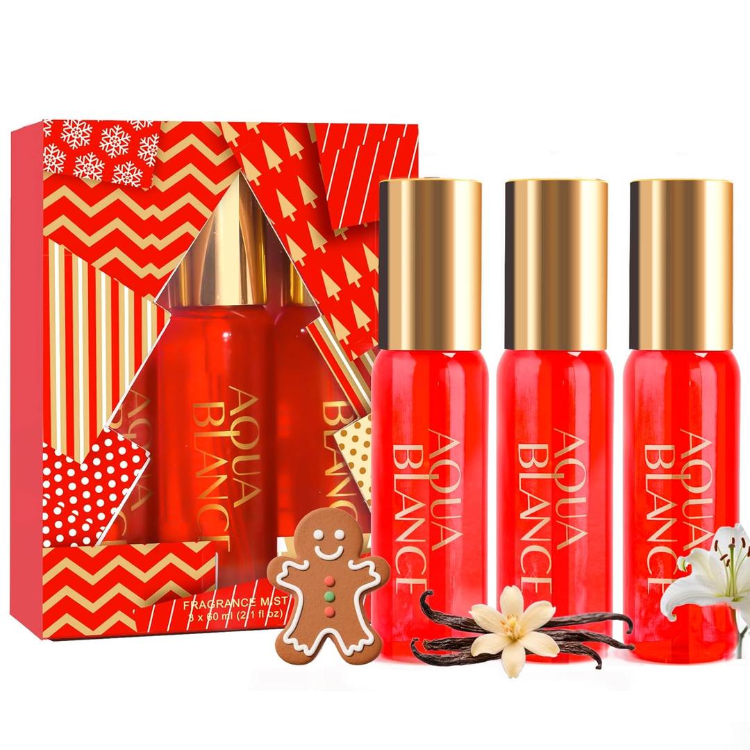 Body Spray for Women, Each 2.1 fl oz/60ml, Travel Size Womens Fragrance Mist, Three Scents - Soft December, Iced Bloom, Caf Nol