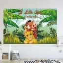 5 x 3ft A Little King is On The Way Backdrop for Baby Shower Party Supplies Jungle Safari Baby Shower Backdrop Lion Banner for Party Decorations (Green)